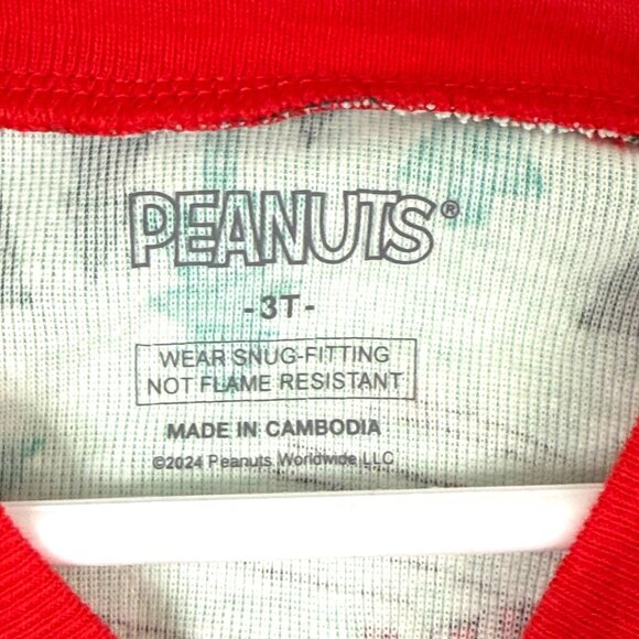 Peanuts Let It Snow Christmas Jersey Pajamas Set 2 PC Long Sleeve Top Bottom 3T - Picture 2 of 5